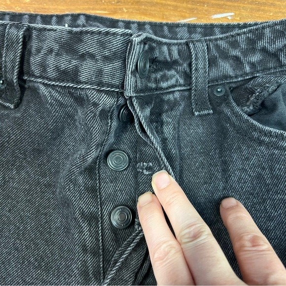 No Boundaries Distressed Black Button Fly High Rise Straight Grunge 90s Jeans 9 - Picture 9 of 11